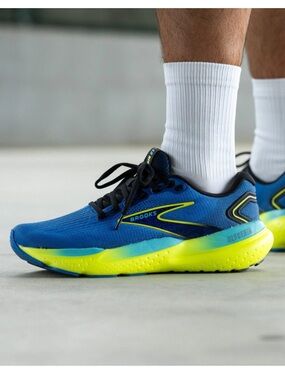 Brooks Glycerin 21  Men size 10 Blue and Neon Yellow Running Shoes